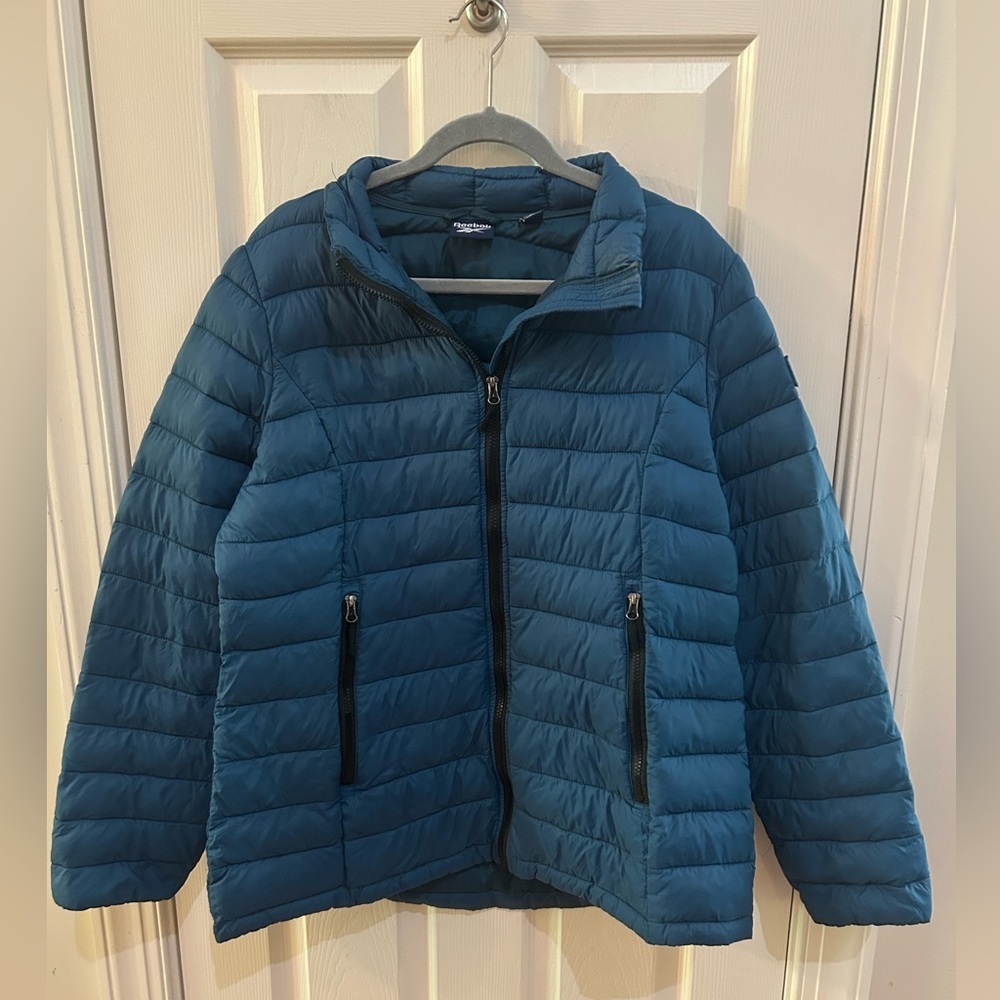 Reebok Blue  Puffer Jacket Black Zipper